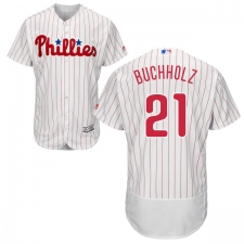 Men's Majestic Philadelphia Phillies #21 Clay Buchholz White Flexbase Authentic Collection MLB Jersey