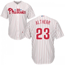 Youth Majestic Philadelphia Phillies #23 Aaron Altherr Authentic White/Red Strip Home Cool Base MLB Jersey