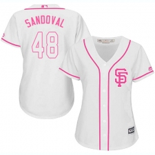 Women's Majestic San Francisco Giants #48 Pablo Sandoval Replica White Fashion Cool Base MLB Jersey