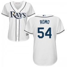 Women's Majestic Tampa Bay Rays #54 Sergio Romo Replica White Home Cool Base MLB Jersey