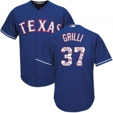 Men's Majestic Texas Rangers #37 Jason Grilli Authentic Royal Blue Team Logo Fashion Cool Base MLB Jersey