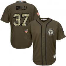 Men's Majestic Texas Rangers #37 Jason Grilli Replica Green Salute to Service MLB Jersey
