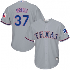 Men's Majestic Texas Rangers #37 Jason Grilli Replica Grey Road Cool Base MLB Jersey