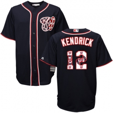 Men's Majestic Washington Nationals #12 Howie Kendrick Authentic Navy Blue Team Logo Fashion Cool Base MLB Jersey