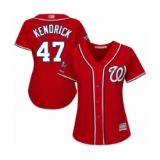 Women's Washington Nationals #47 Howie Kendrick Authentic Red Alternate 1 Cool Base 2019 World Series Champions Baseball Jersey