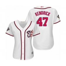 Women's Washington Nationals #47 Howie Kendrick Authentic White Home Cool Base 2019 World Series Bound Baseball Jersey
