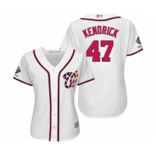 Women's Washington Nationals #47 Howie Kendrick Authentic White Home Cool Base 2019 World Series Champions Baseball Jersey