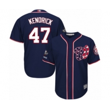 Youth Washington Nationals #47 Howie Kendrick Authentic Navy Blue Alternate 2 Cool Base 2019 World Series Champions Baseball Jersey