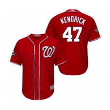 Youth Washington Nationals #47 Howie Kendrick Authentic Red Alternate 1 Cool Base 2019 World Series Bound Baseball Jersey