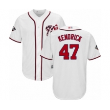 Youth Washington Nationals #47 Howie Kendrick Authentic White Home Cool Base 2019 World Series Bound Baseball Jersey