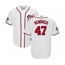 Youth Washington Nationals #47 Howie Kendrick Authentic White Home Cool Base 2019 World Series Champions Baseball Jersey