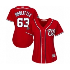Women's Washington Nationals #63 Sean Doolittle Authentic Red Alternate 1 Cool Base 2019 World Series Bound Baseball Jersey