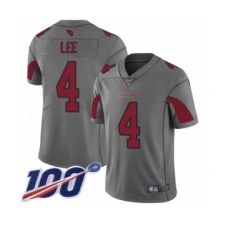 Men's Arizona Cardinals #4 Andy Lee Limited Silver Inverted Legend 100th Season Football Jersey