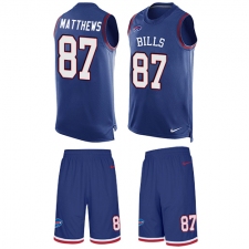 Men's Nike Buffalo Bills #87 Jordan Matthews Limited Royal Blue Tank Top Suit NFL Jersey