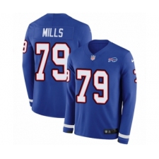 Men's Nike Buffalo Bills #79 Jordan Mills Limited Royal Blue Therma Long Sleeve NFL Jersey