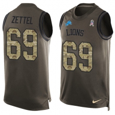 Men's Nike Detroit Lions #69 Anthony Zettel Limited Green Salute to Service Tank Top NFL Jersey