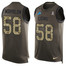 Men's Nike Detroit Lions #58 Paul Worrilow Limited Green Salute to Service Tank Top NFL Jersey