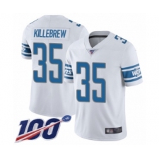 Men's Detroit Lions #35 Miles Killebrew White Vapor Untouchable Limited Player 100th Season Football Jersey