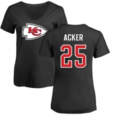NFL Women's Nike Kansas City Chiefs #25 Kenneth Acker Black Name & Number Logo Slim Fit T-Shirt