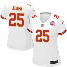 Women's Nike Kansas City Chiefs #25 Kenneth Acker Game White NFL Jersey