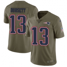 Men's Nike New England Patriots #13 Phillip Dorsett Limited Olive 2017 Salute to Service NFL Jersey