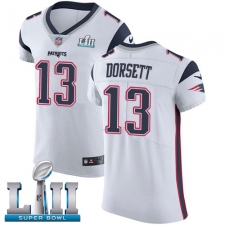 Men's Nike New England Patriots #13 Phillip Dorsett White Vapor Untouchable Elite Player Super Bowl LII NFL Jersey