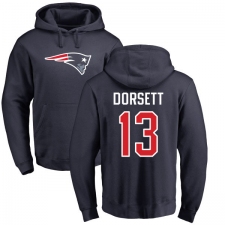NFL Nike New England Patriots #13 Phillip Dorsett Navy Blue Name & Number Logo Pullover Hoodie