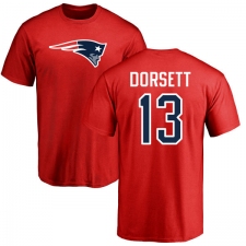 NFL Nike New England Patriots #13 Phillip Dorsett Red Name & Number Logo T-Shirt