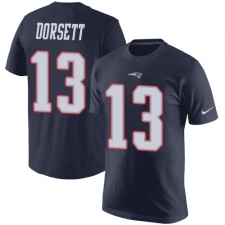 Nike New England Patriots #13 Phillip Dorsett Navy Blue Rush Pride Name & Number T-Shirt
