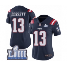 Women's Nike New England Patriots #13 Phillip Dorsett Limited Navy Blue Rush Vapor Untouchable Super Bowl LIII Bound NFL Jersey