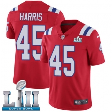 Men's Nike New England Patriots #45 David Harris Red Alternate Vapor Untouchable Limited Player Super Bowl LII NFL Jersey
