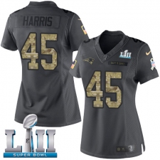 Women's Nike New England Patriots #45 David Harris Limited Black 2016 Salute to Service Super Bowl LII NFL Jersey