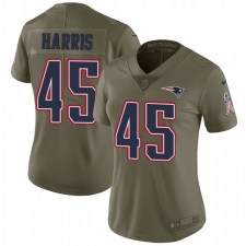 Women's Nike New England Patriots #45 David Harris Limited Olive 2017 Salute to Service NFL Jersey