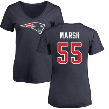 NFL Women's Nike New England Patriots #55 Cassius Marsh Navy Blue Name & Number Logo Slim Fit T-Shirt
