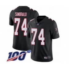 Men's Atlanta Falcons #74 Ty Sambrailo Black Alternate Vapor Untouchable Limited Player 100th Season Football Jersey
