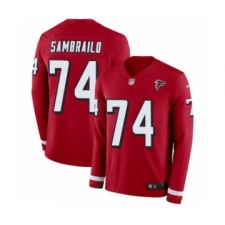 Men's Nike Atlanta Falcons #74 Ty Sambrailo Limited Red Therma Long Sleeve NFL Jersey