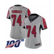 Women's Atlanta Falcons #74 Ty Sambrailo Limited Silver Inverted Legend 100th Season Football Jersey