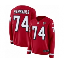 Women's Nike Atlanta Falcons #74 Ty Sambrailo Limited Red Therma Long Sleeve NFL Jersey