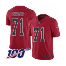 Men's Atlanta Falcons #71 Wes Schweitzer Limited Red Rush Vapor Untouchable 100th Season Football Jersey