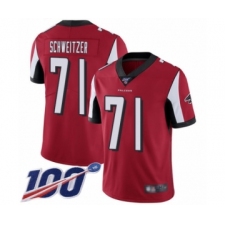 Men's Atlanta Falcons #71 Wes Schweitzer Red Team Color Vapor Untouchable Limited Player 100th Season Football Jersey