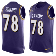 Men's Nike Baltimore Ravens #78 Austin Howard Elite Purple Player Name & Number Tank Top NFL Jersey