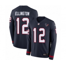 Men's Nike Houston Texans #12 Bruce Ellington Limited Navy Blue Therma Long Sleeve NFL Jersey