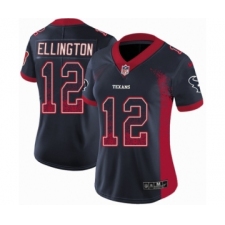 Women's Nike Houston Texans #12 Bruce Ellington Limited Navy Blue Rush Drift Fashion NFL Jersey