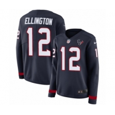 Women's Nike Houston Texans #12 Bruce Ellington Limited Navy Blue Therma Long Sleeve NFL Jersey