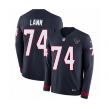 Men's Nike Houston Texans #74 Kendall Lamm Limited Navy Blue Therma Long Sleeve NFL Jersey