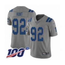 Men's Indianapolis Colts #92 Margus Hunt Limited Gray Inverted Legend 100th Season Football Jersey