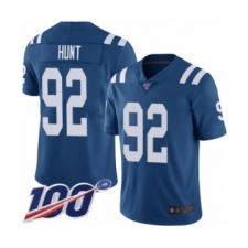 Men's Indianapolis Colts #92 Margus Hunt Royal Blue Team Color Vapor Untouchable Limited Player 100th Season Football Jersey