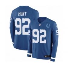 Youth Nike Indianapolis Colts #92 Margus Hunt Limited Blue Therma Long Sleeve NFL Jersey