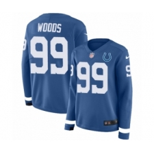Women's Nike Indianapolis Colts #99 Al Woods Limited Blue Therma Long Sleeve NFL Jersey