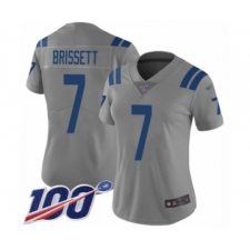 Women's Indianapolis Colts #7 Jacoby Brissett Limited Gray Inverted Legend 100th Season Football Jersey
